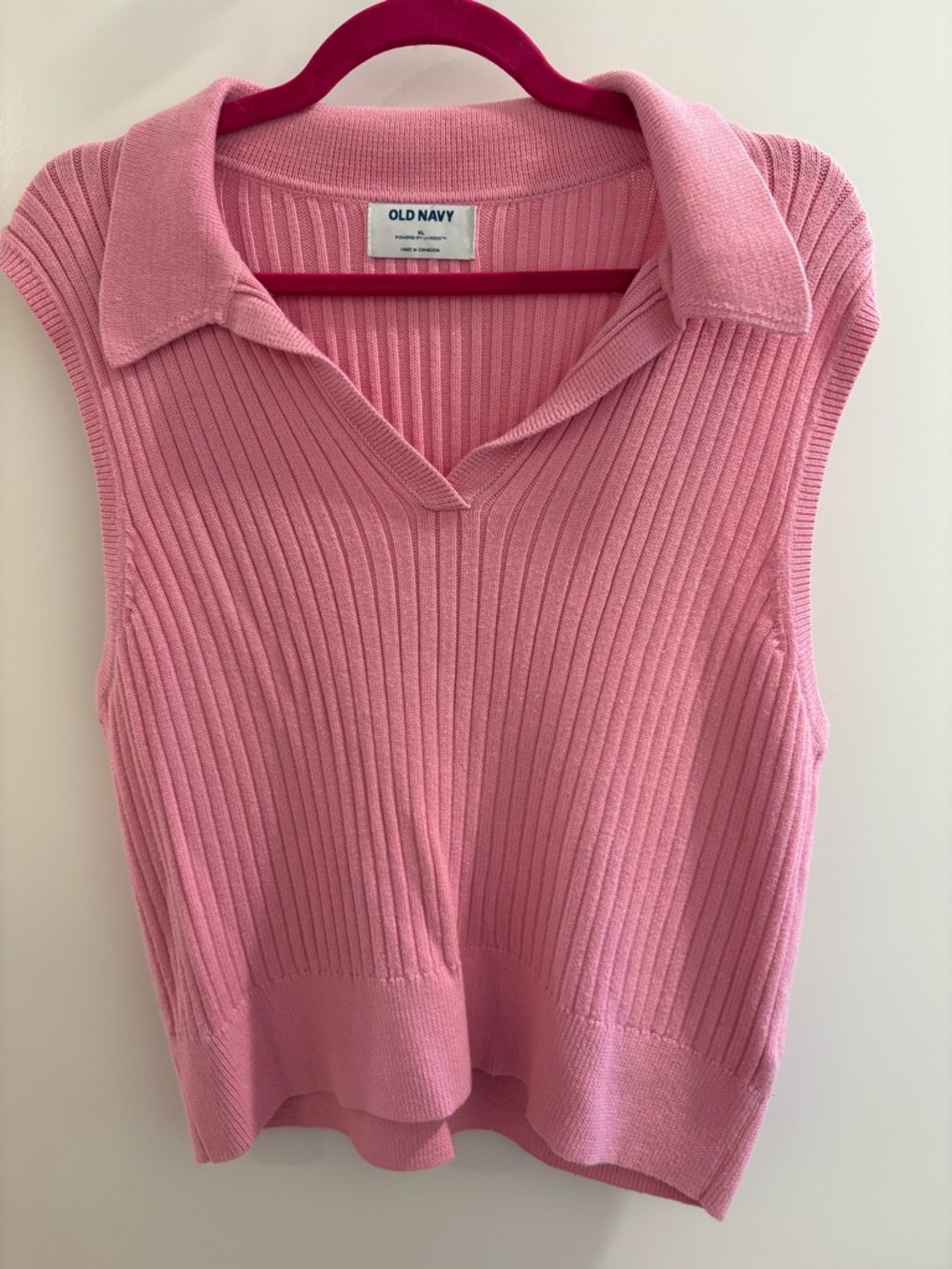 Old Navy Ribbed Sleeveless Polo Vest - Rose Pink
